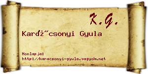 Karácsonyi Gyula névjegykártya